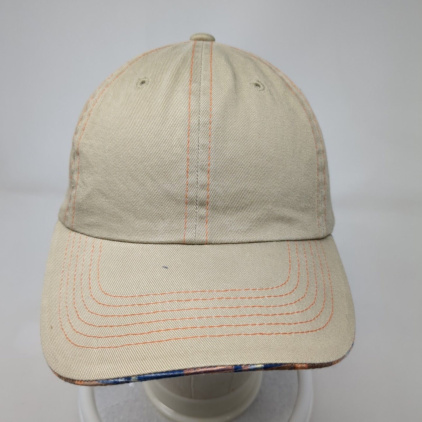 Unbranded Slideback Hat Tan OS Adjustable 6 Panel Lined Plaid Blank Cotton