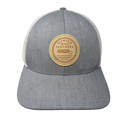 Fishing With Feathers Snapback Trucker Hat Gray One Size Mesh Back