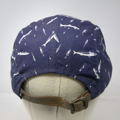 Primitive 5 Panel Blue White One Size Fishing All Over Print Strapback Hat