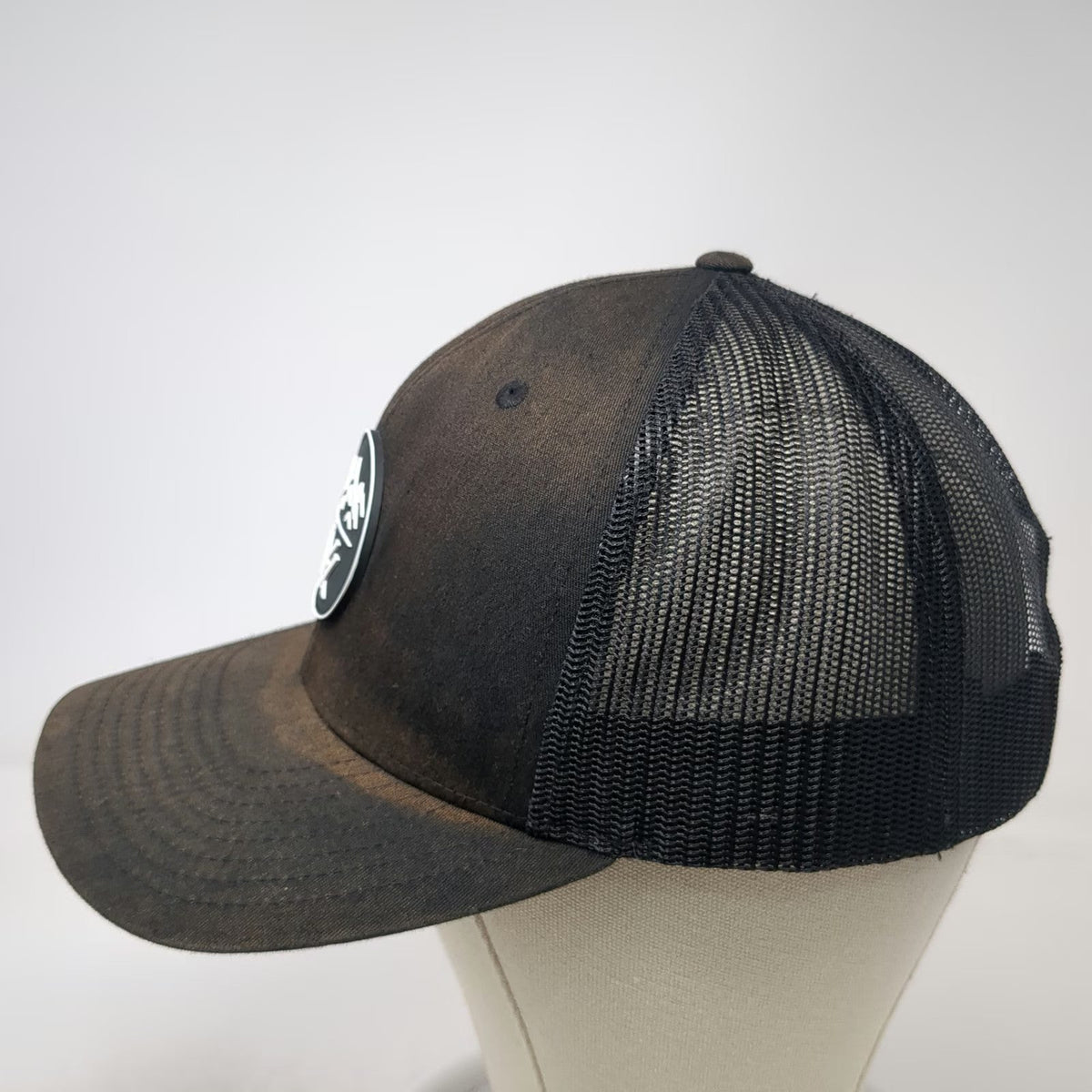 Vortex Trucker Hat Black One Size Mesh Back Mountain Patch Snapback Outdoors