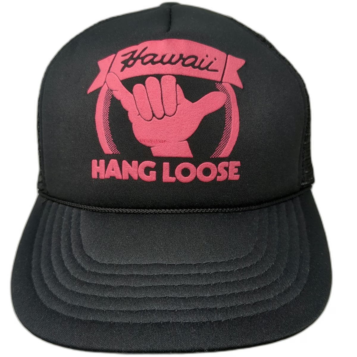Hawaiian Headwear Trucker Hat Black OSFM Hawaii Hang Loose Shaka Mesh Snapback