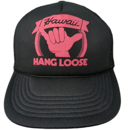 Hawaiian Headwear Trucker Hat Black OSFM Hawaii Hang Loose Shaka Mesh Snapback