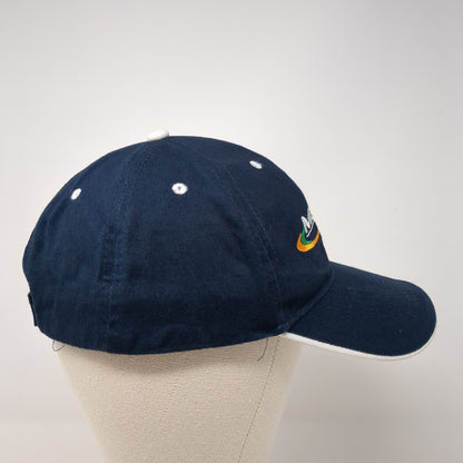 MECOP Strapback Hat Blue One Size Adjustable Solid 6 Panel Hit Wear