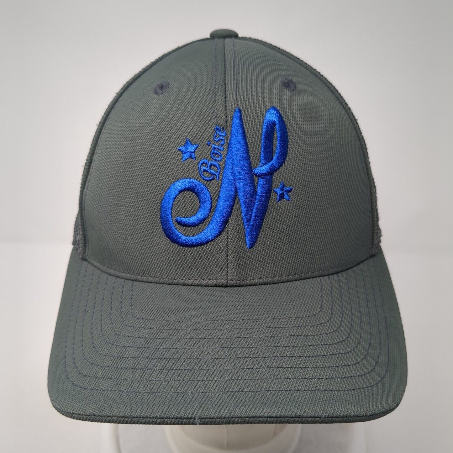 N Boise Fitted Mesh Back Trucker Hat Gray 6 7/8-7 3/8 Pacific Headwear