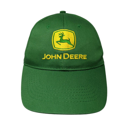John Deere Strapback Hat Green One Size Solid Embroidered 6 Panel