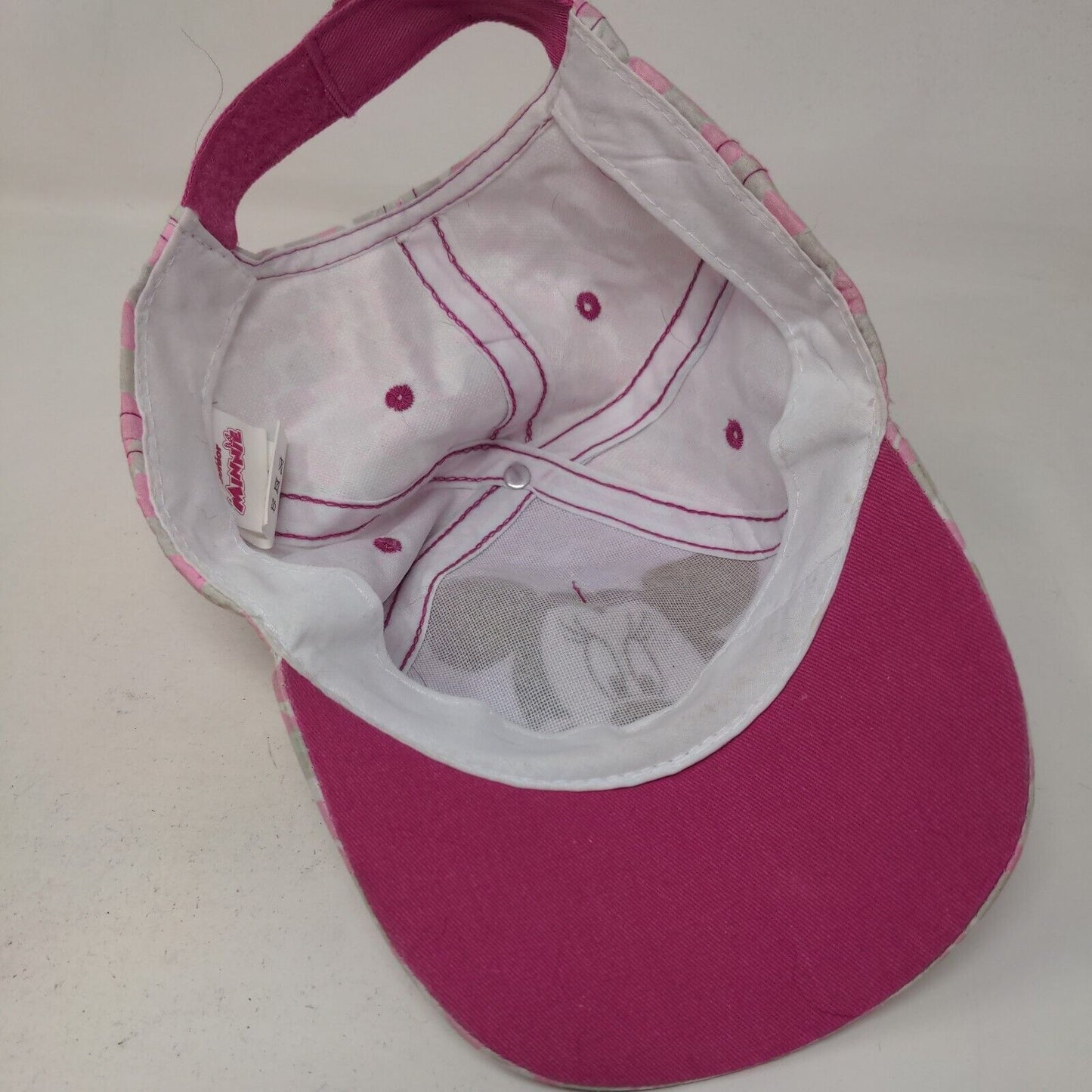 Disney Junior Toddler Girl's Minnie Mouse Strapback Hat Pink Gray Hearts Bow