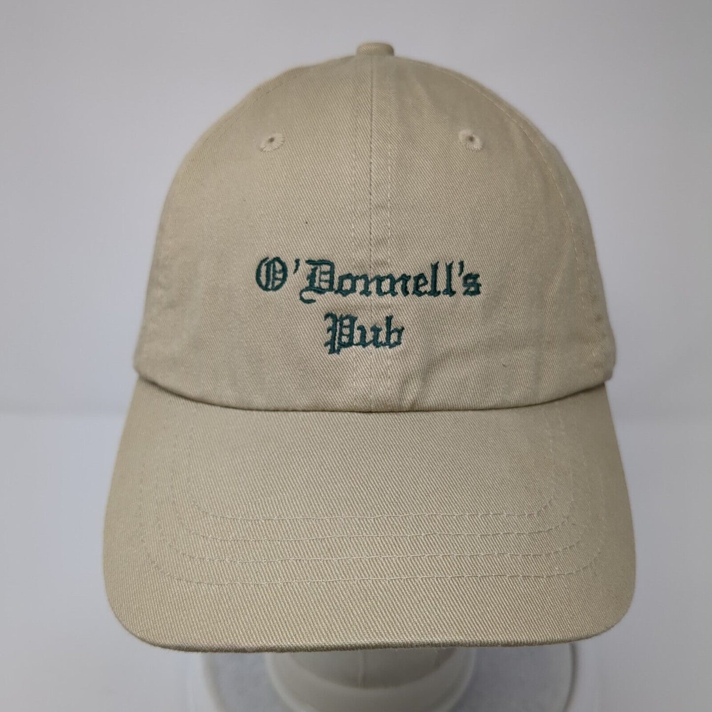 O’Donnell’s Pub Slideback Hat Tan One Size Adjustable Embroidered Headshots