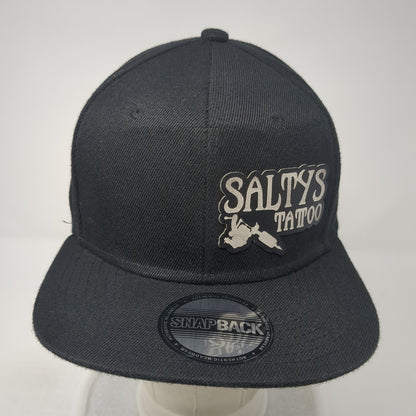 Saltys Tattoo Snapback Hat Black One Size Solid Adjustable 6 Panel