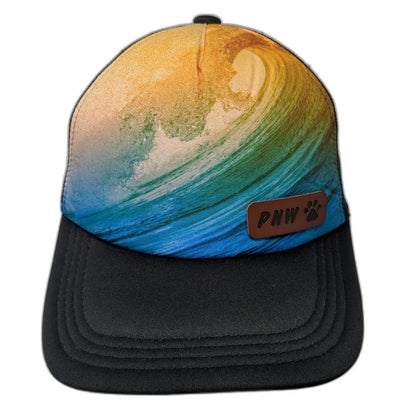 Port Authority Trucker Hat Black Blue Wave Graphic One Size PNW Paw Patch Hat
