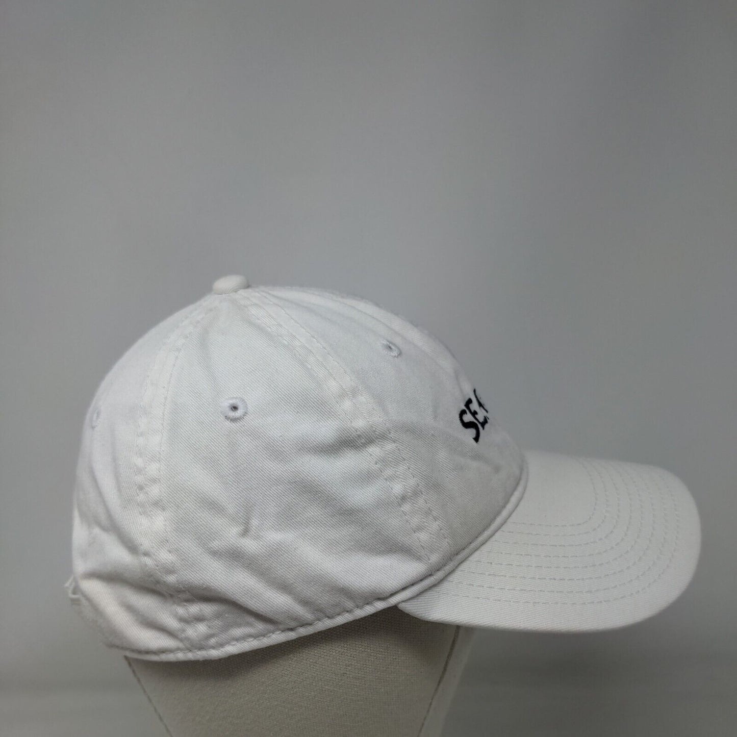 Seaside Strapback Hat White OSFM Adjustable Embroidered Vent Holes