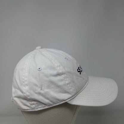 Seaside Strapback Hat White OSFM Adjustable Embroidered Vent Holes