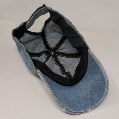 David & Young Strapback Hat Blue OSFM Adjustable Distressed Blank 6 Panel