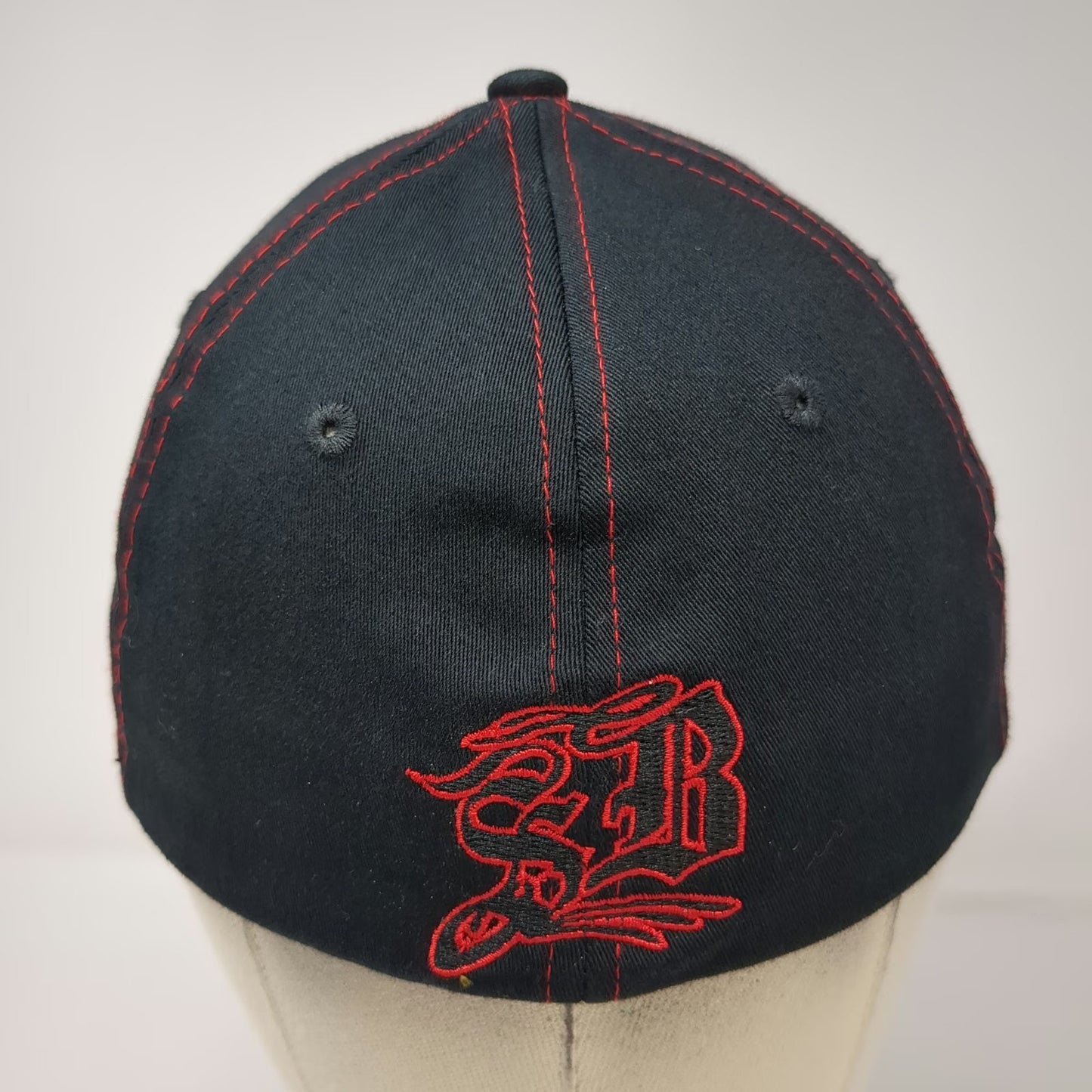 Sick Boy Baseball Cap Black Red XL Fitted Hat Contrast Stitching Gothic Logo