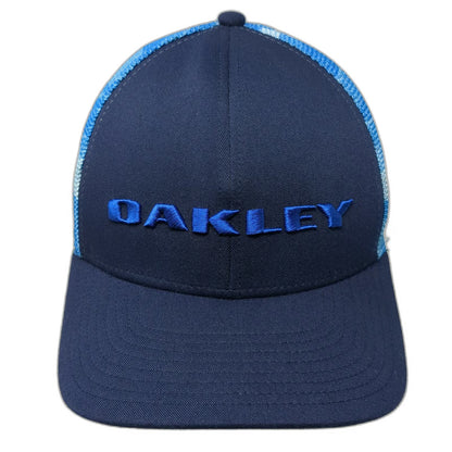 Oakley Trucker Hat Blue One Size Snapback Camo Mesh Embroidered Logo Sun Cap
