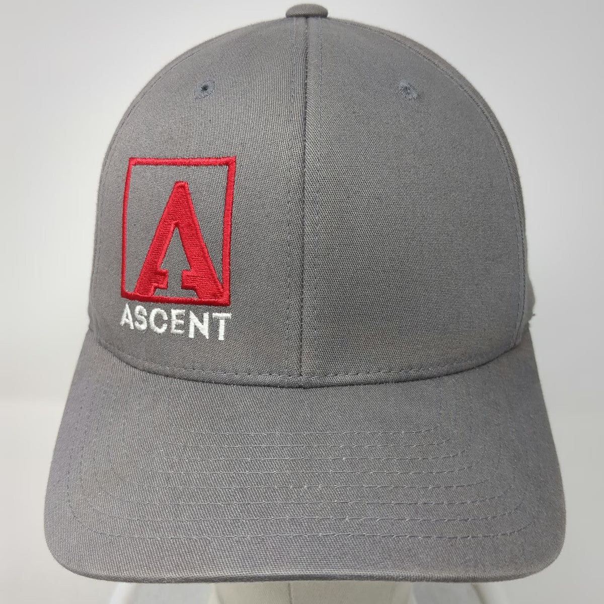 Flexfit Baseball Cap Gray XL Ascent Embroidered Logo Curved Brim Structured Hat