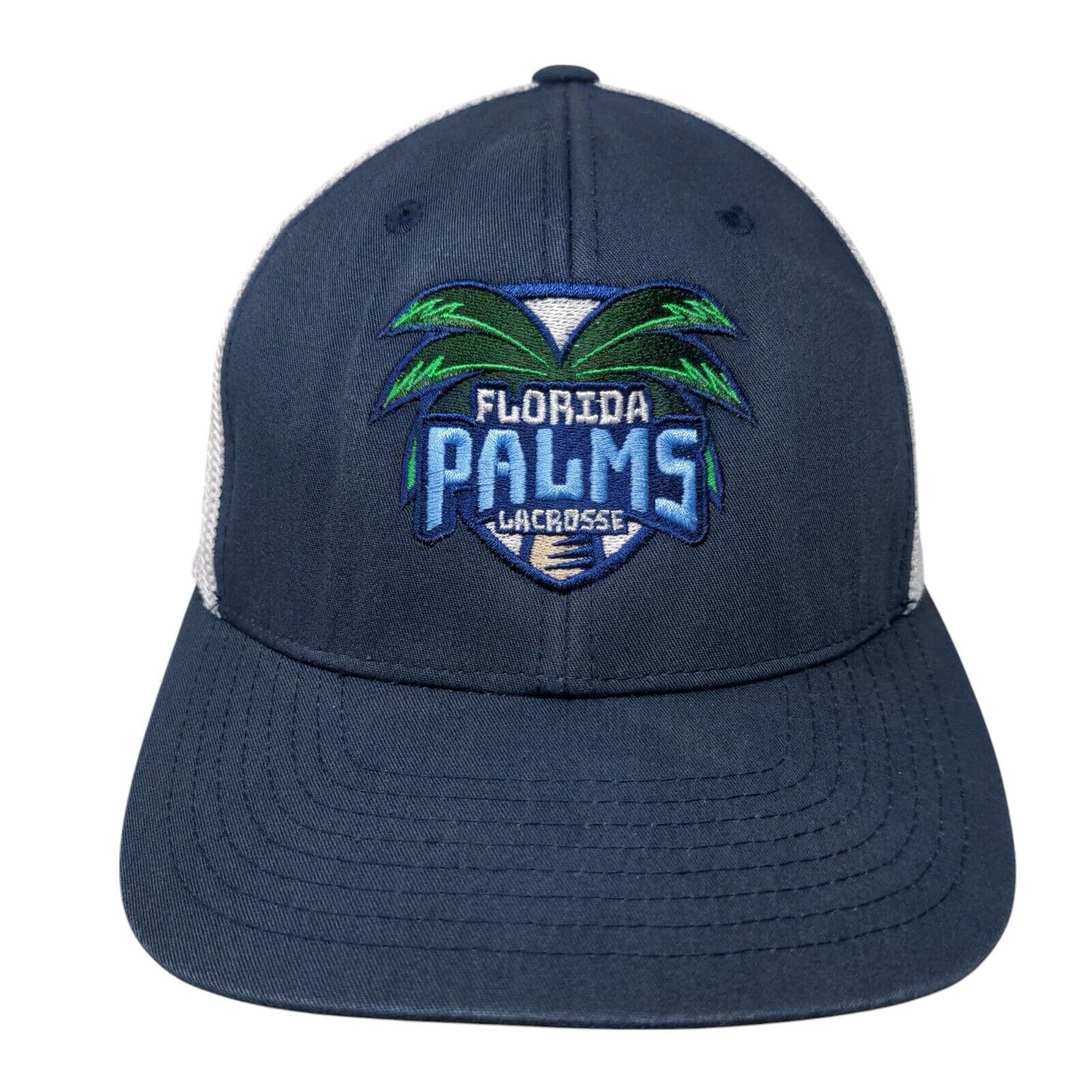 Florida Palms Lacrosse Fitted Mesh Back Trucker Hat Blue One Size Flexfit