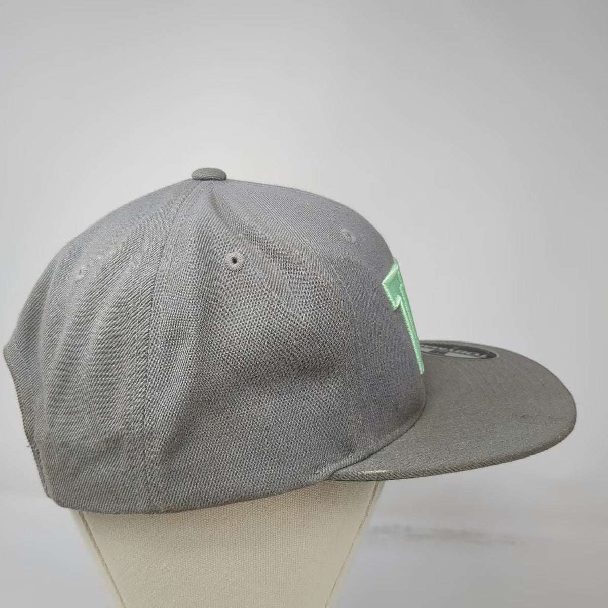 TobyMac Snapback Hat Gray One Size TM Logo I Just Need U Green Underbrim Yupoong