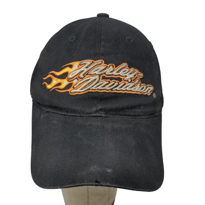 Harley Davidson Motorcycles Men's Strapback Hat Black OSFA Embroidered Flames