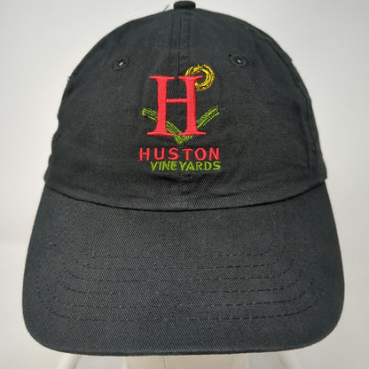 Huston Vineyards Baseball Cap Black One Size Strapback Embroidered Logo Hat