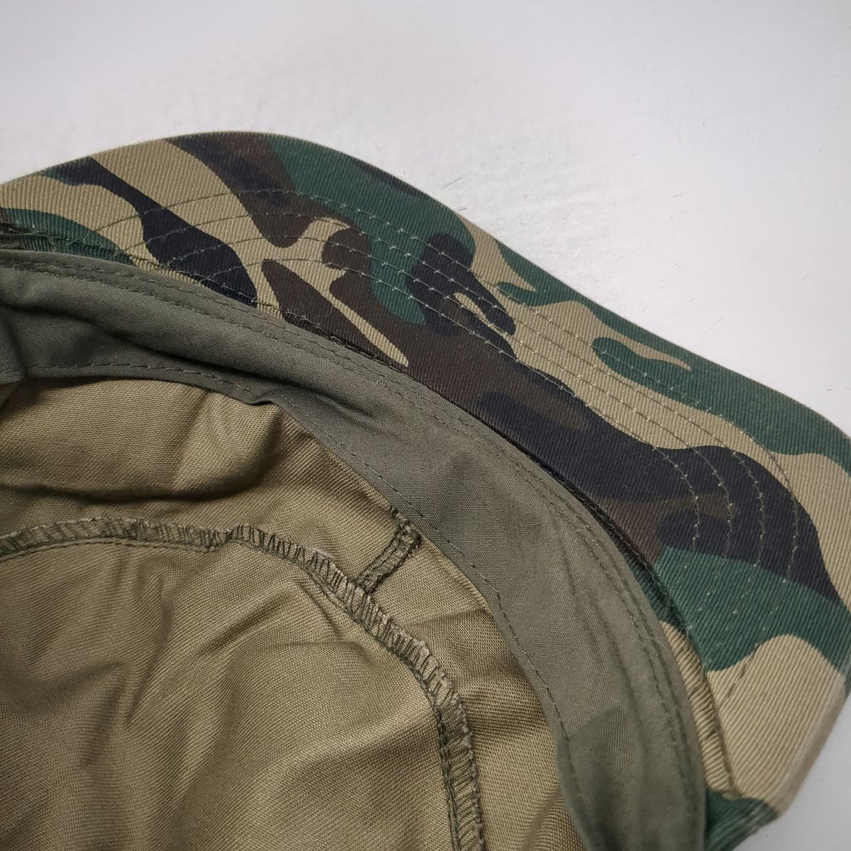 Ethos Army Cap Green L Camo Cotton Fitted Flat Top Woodland Pattern Hat