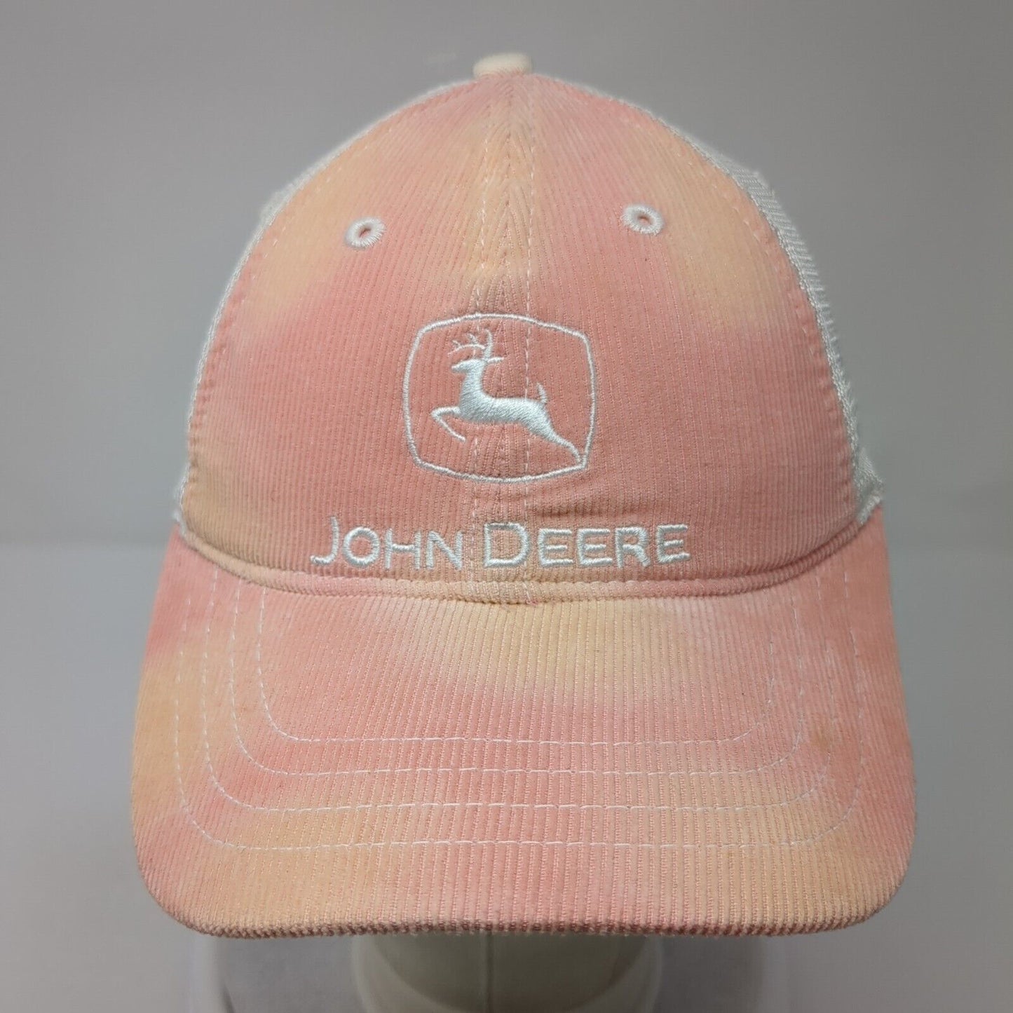 John Deere Strapback Trucker Hat Pink One Size Adjustable Embroidered Mesh Back