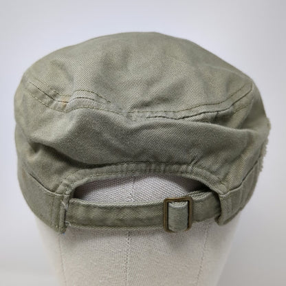 Life is Good Army Cap Green One Size Hat Embroidered Flowers Floral Lining Strap