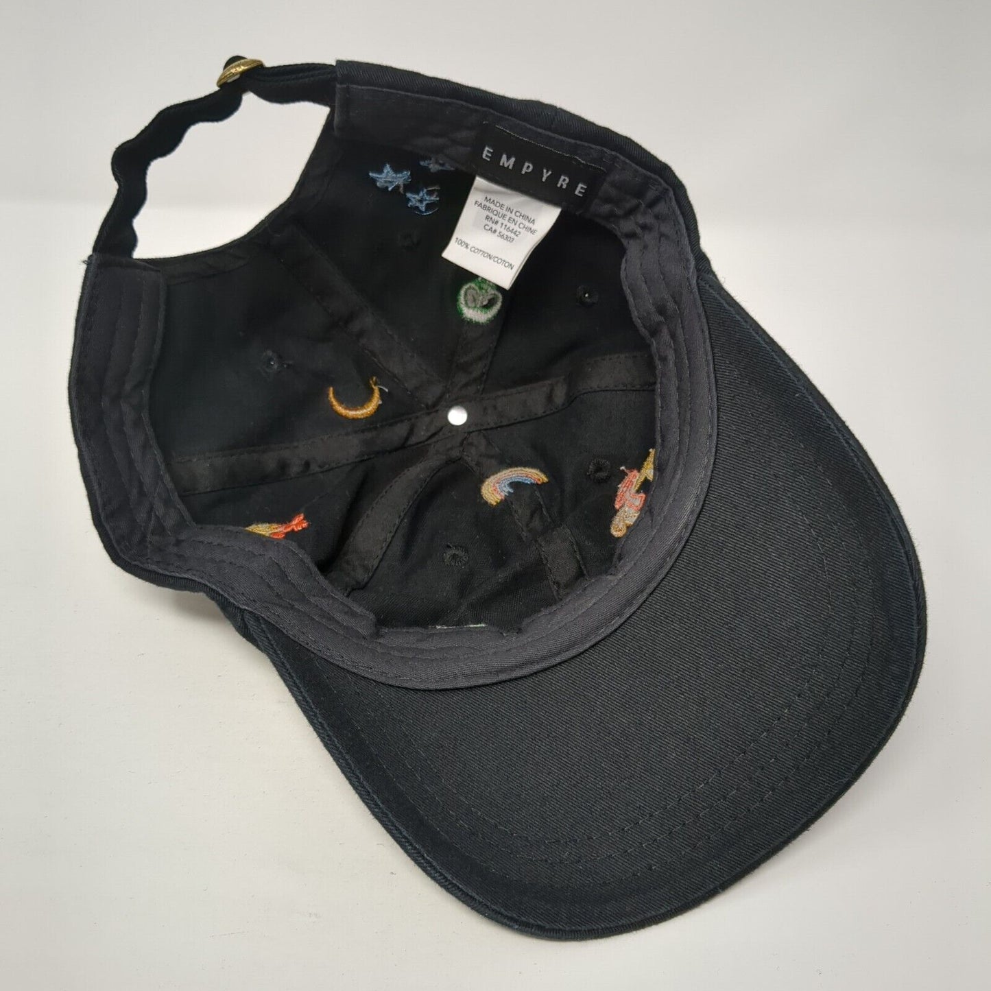 Empyre Slideback Hat Black One Size Adjustable Embroidered Embellished