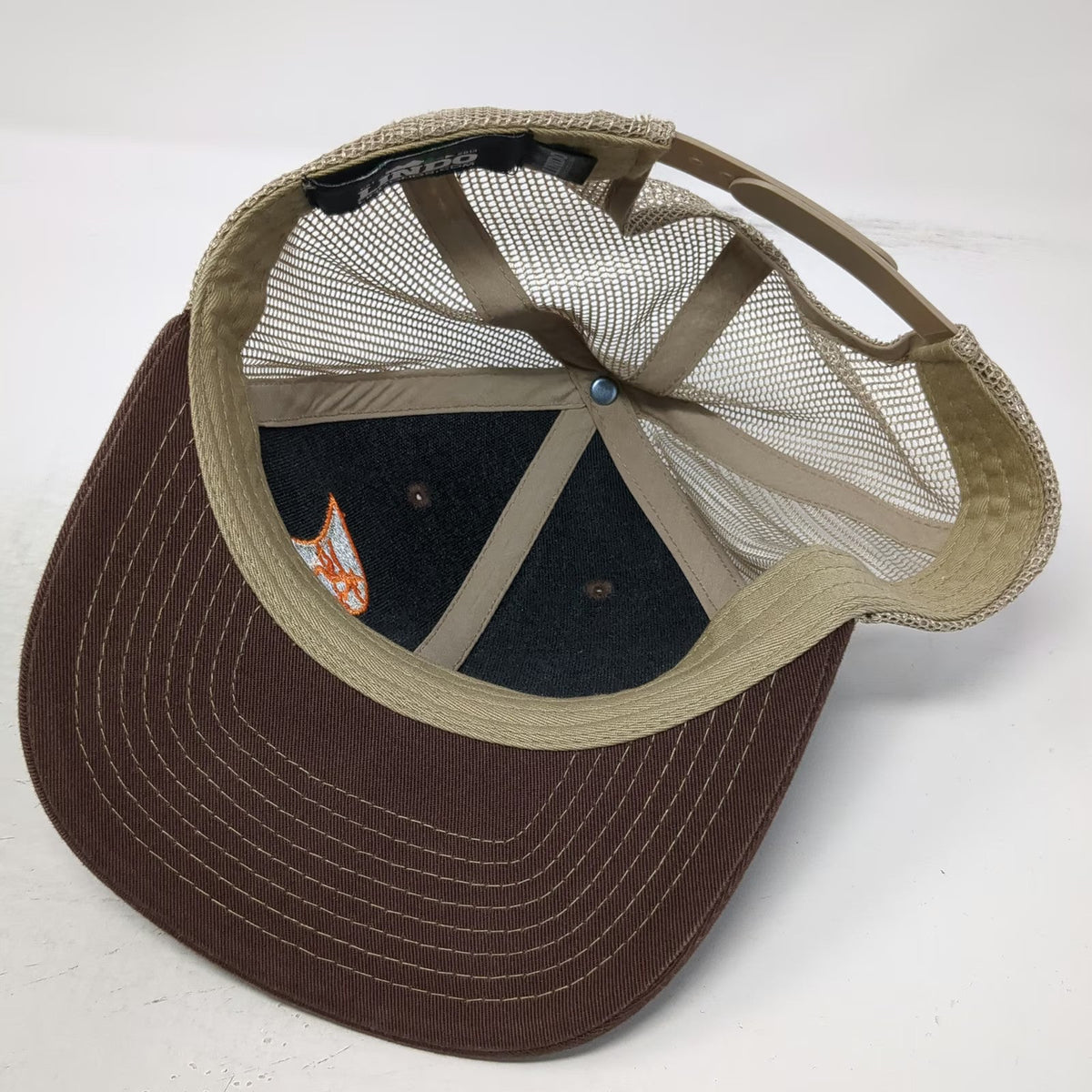 Lindo Trucker Hat Brown One Size Mesh Snapback Lizard Moon Logo Embroidered
