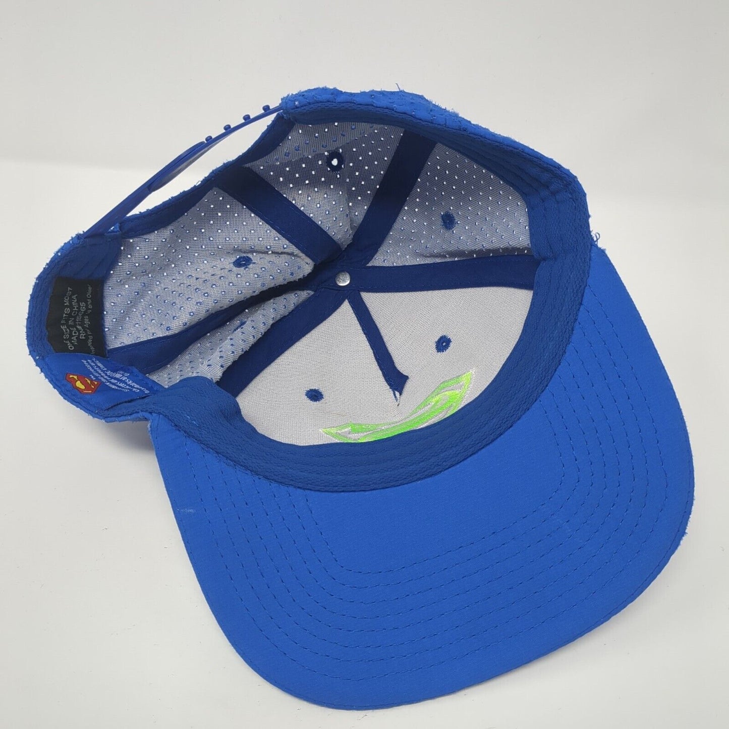 Superman Snapback Hat Blue One Size Adjustable Embroidered Breathable 6 Panel