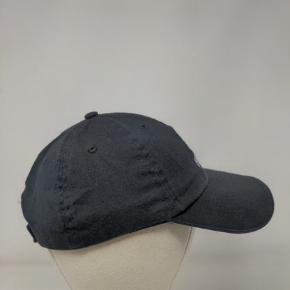 HCC Strapback Hat Black One Size Adjustable Embroidered Vented Holes 6 Panel