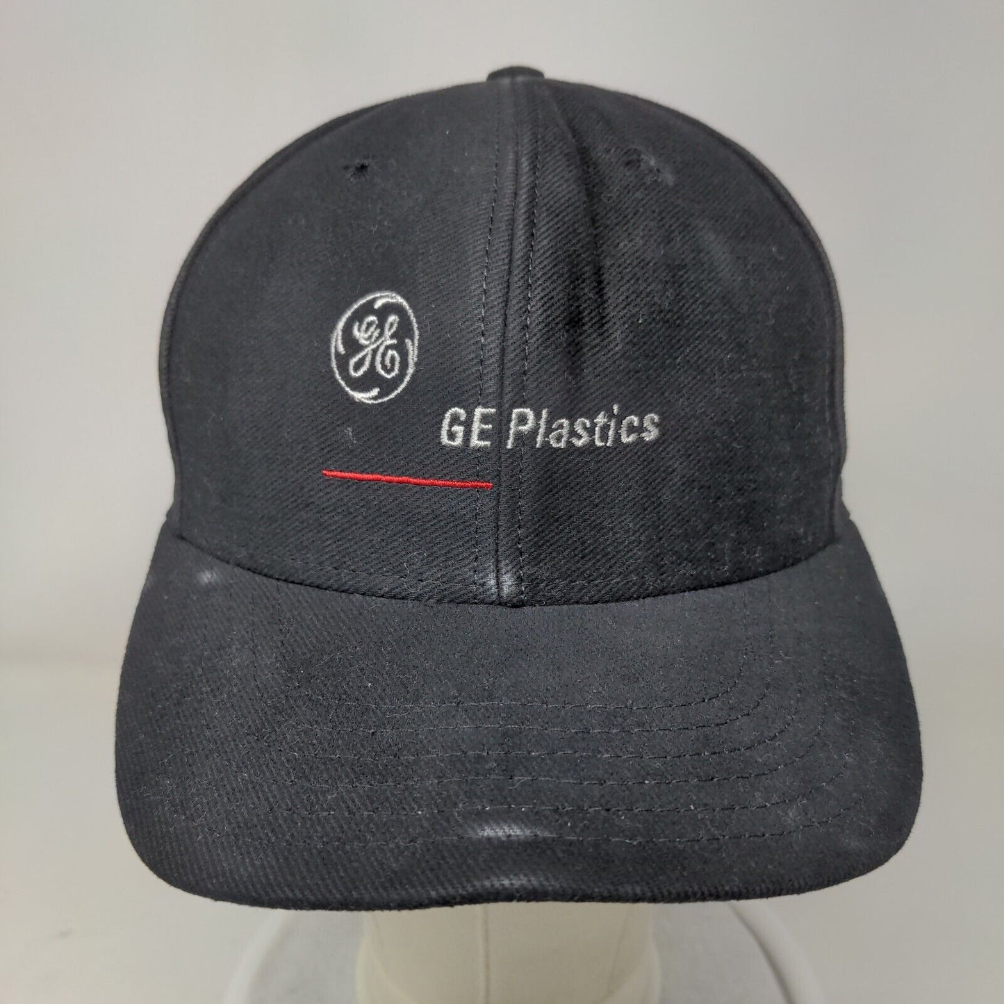 GE Plastics Snapback Hat Black One Size Adjustable Embroidered 6 Panel