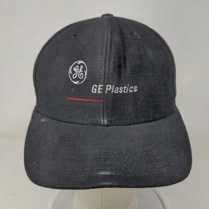GE Plastics Snapback Hat Black One Size Adjustable Embroidered 6 Panel