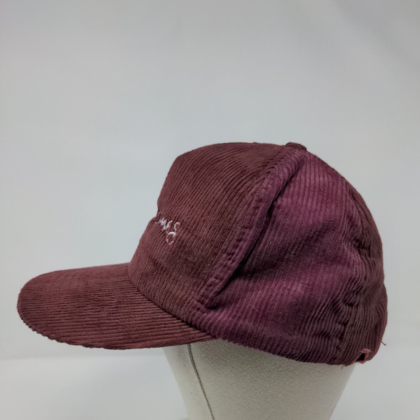 Stuart James Snapback Hat Red M/L Adjustable Corduroy Embroidered 6 Panel