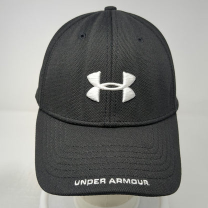 Under Armour Baseball Cap Black L Stretch Fit Mesh Embroidered Patch Sport Hat
