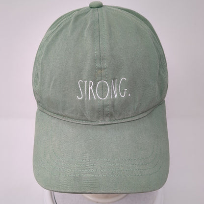 Strong Slideback Hat Green One Size Embroidered Rae Dunn Solid 6 Panel