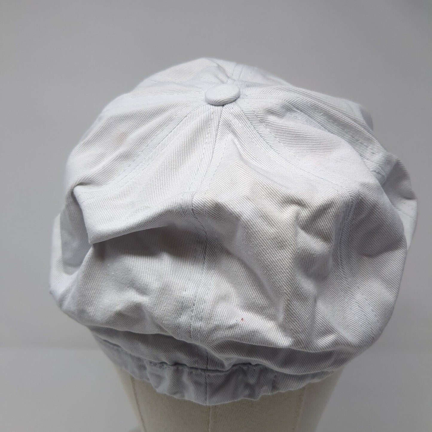 Army Crew Fitted Newsboy Cap White 57cm Stretch Lightweight Blank Cotton