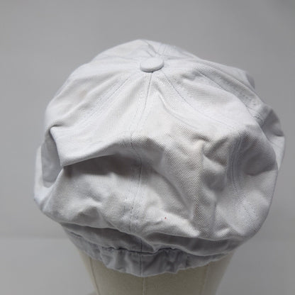 Army Crew Fitted Newsboy Cap White 57cm Stretch Lightweight Blank Cotton
