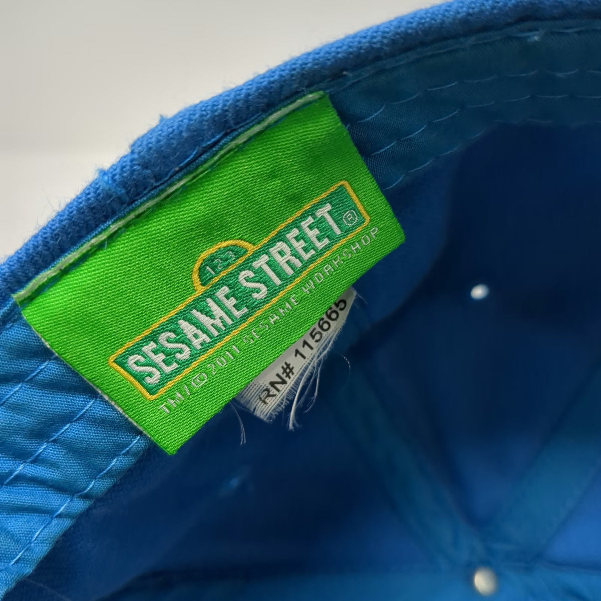 Sesame Street Baseball Cap Blue XL Fitted Cookie Monster Face Pattern Brim Hat