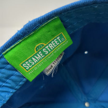 Sesame Street Baseball Cap Blue XL Fitted Cookie Monster Face Pattern Brim Hat
