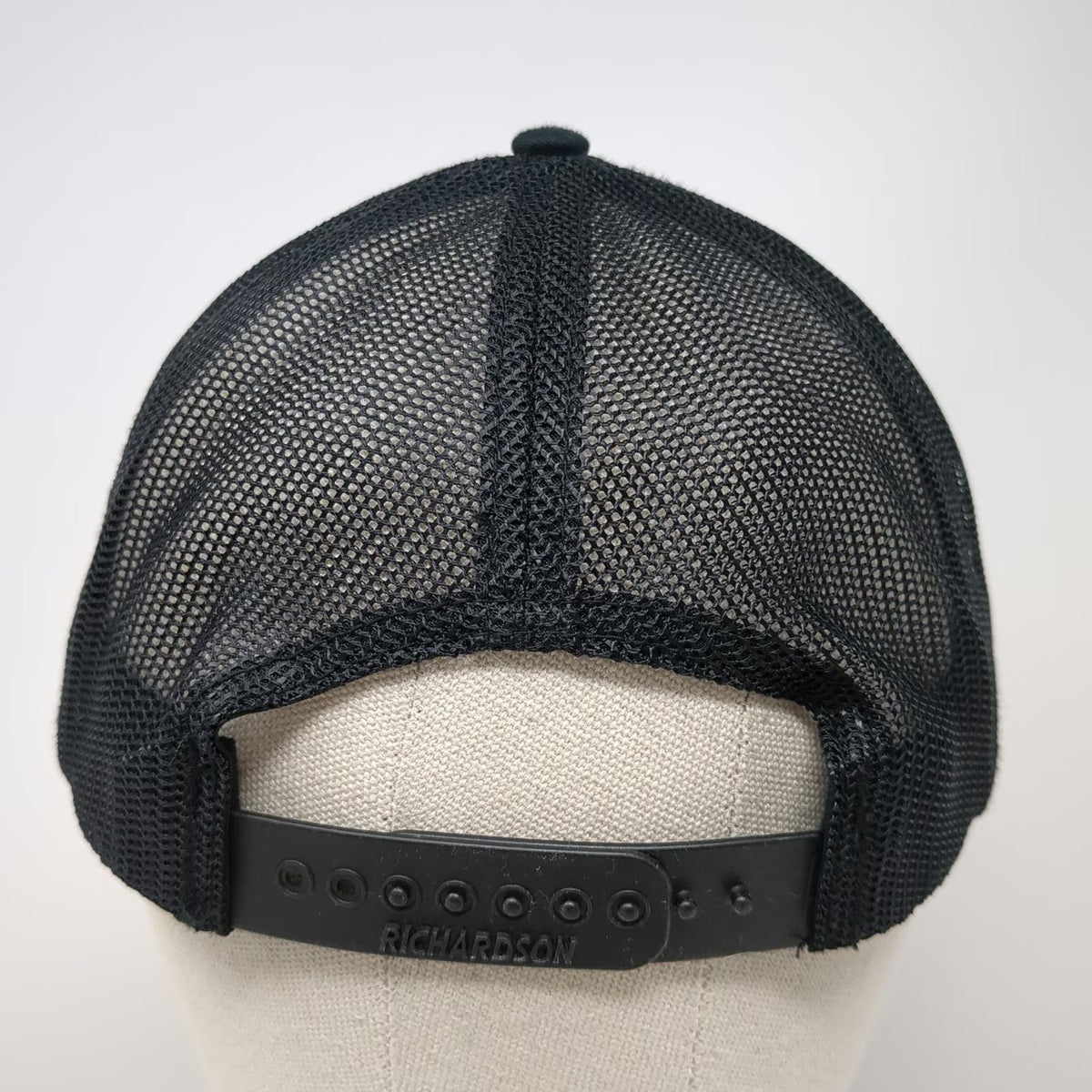 Richardson Trucker Hat Black One Size Petra American Flag Logo Mesh Snapback
