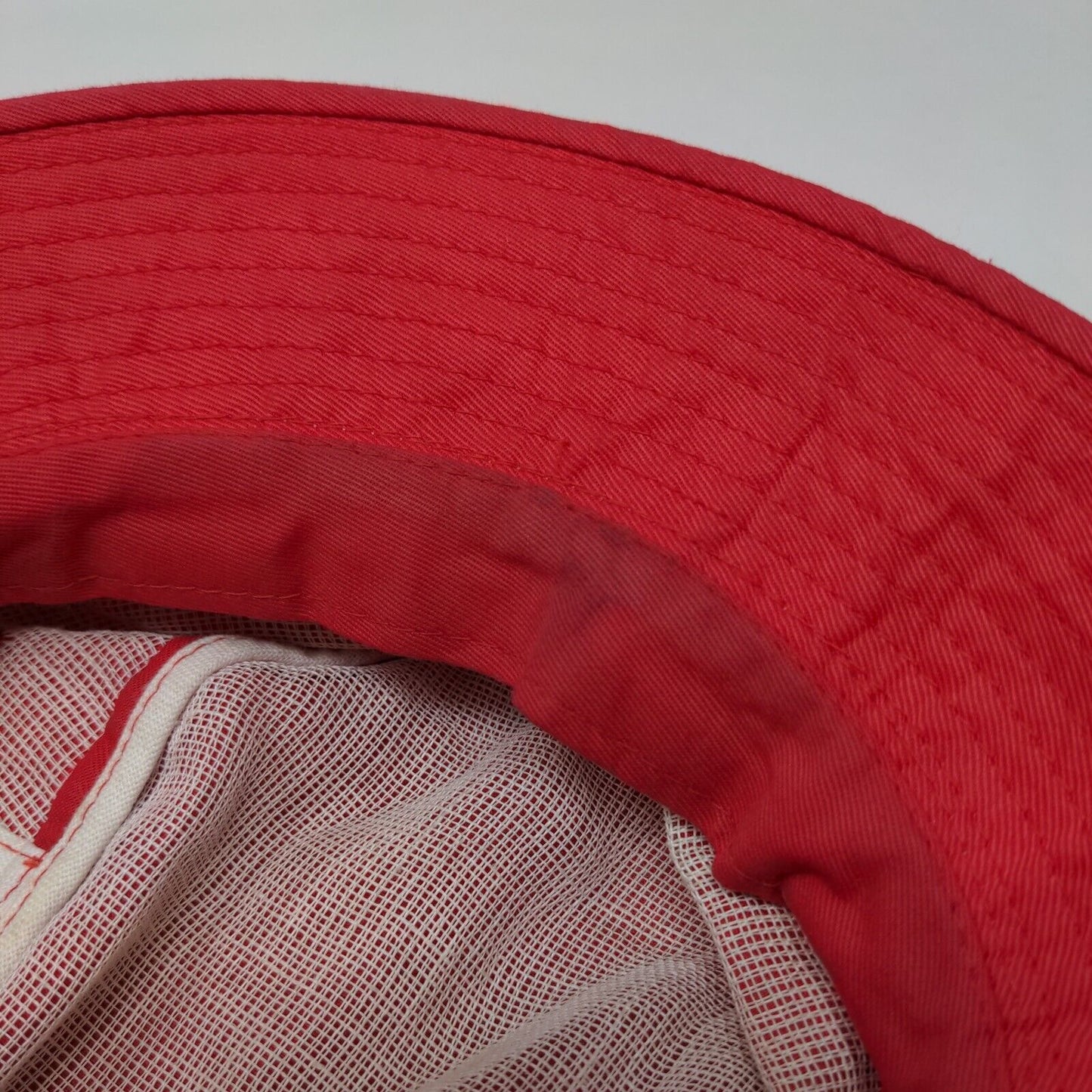 Paris Bucket Hat Red Small Striped Vent Holes Lined Outdoor Cotton