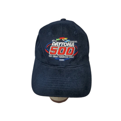 Vintage 2005 47th Daytona 500 Slideback Hat Adjustable Blue Embroidered Logo