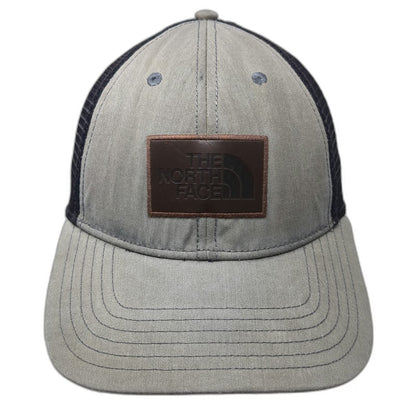 The North Face Trucker Hat Gray One Size Brown Logo Patch Mesh Back Snapback