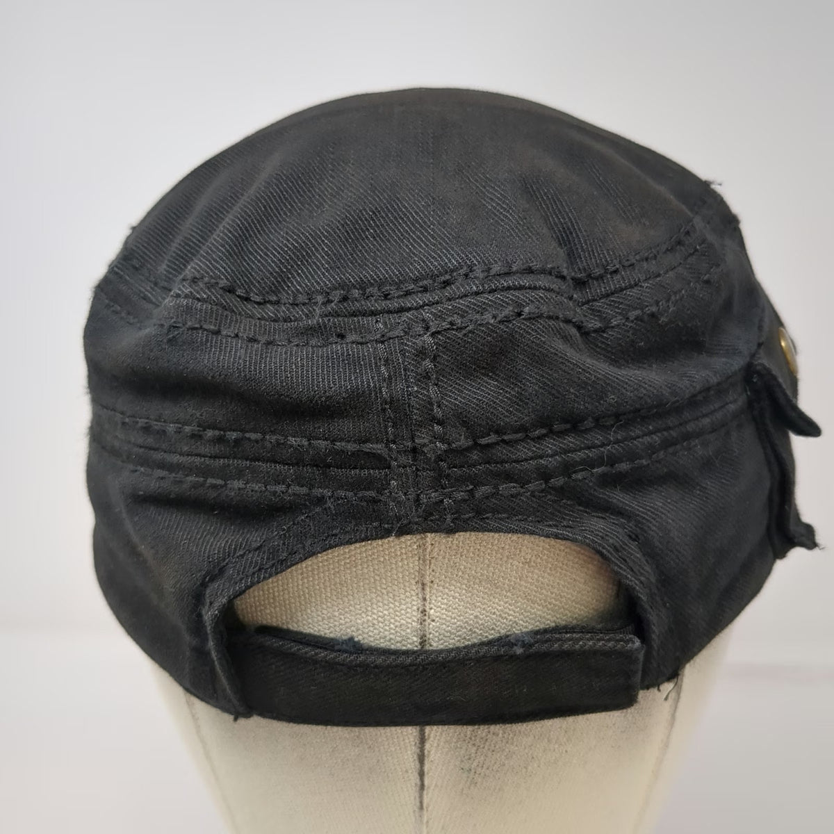 Army Cap Black One Size Side Pocket Cotton Adjustable Solid Cadet Military Hat