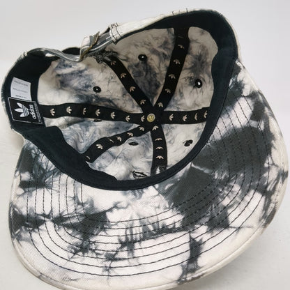 Adidas Baseball Cap Black White One Size Tie Dye Trefoil Logo Strap Buckle Hat