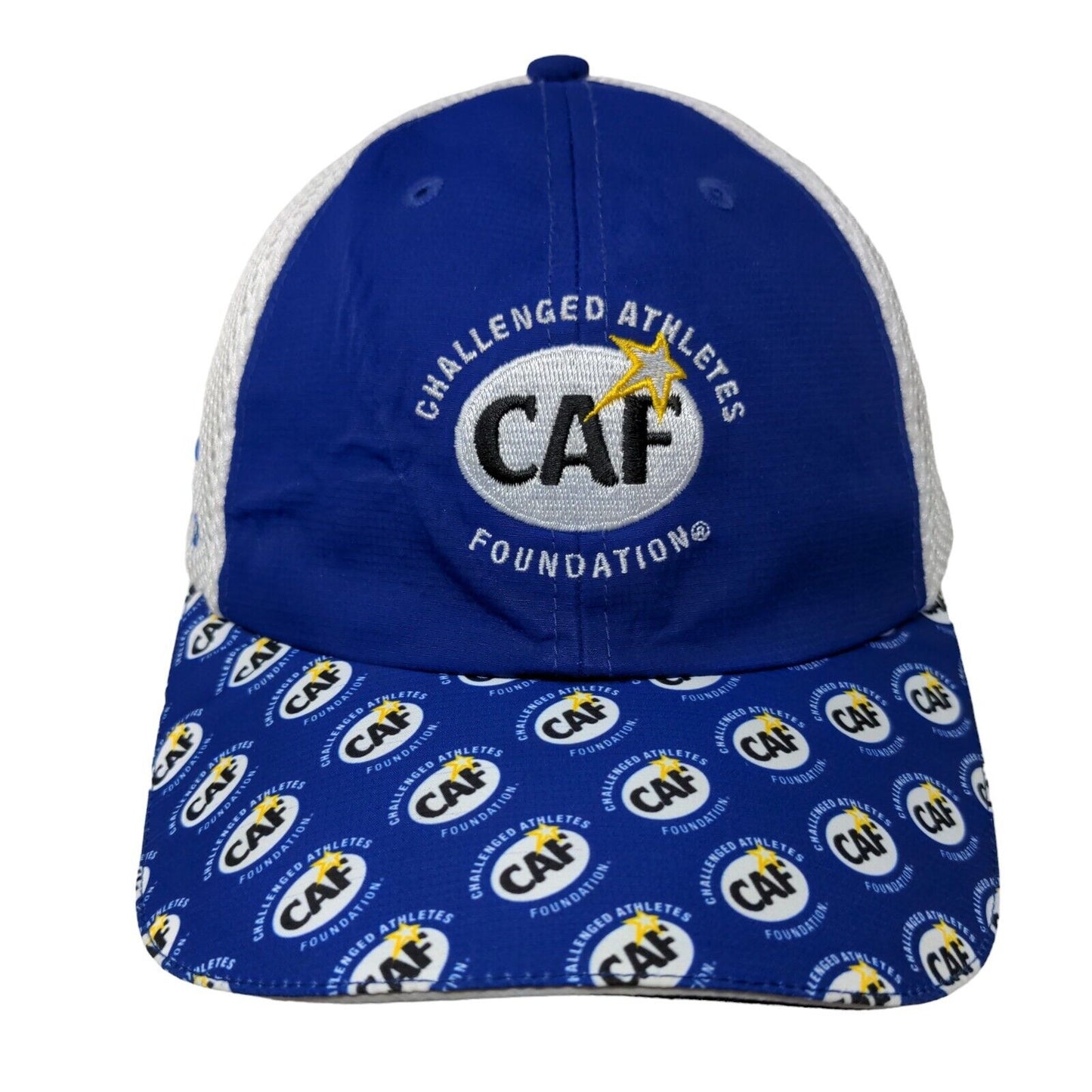 CAF Challenged Athletics Foundation Fitted Trucker Hat Blue One Size Mesh Back