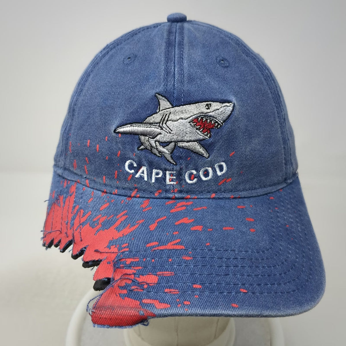 Meds Maps Cape Cod Shark Bite Blue One Size Baseball Cap Splatter Graphic Hat