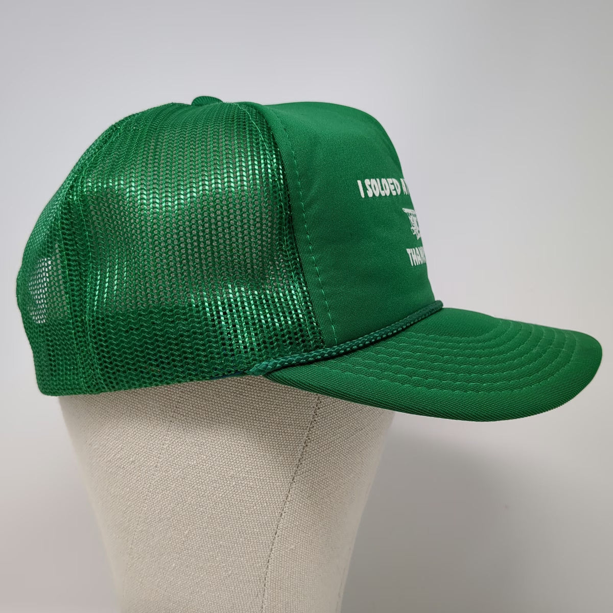 That Hat Trucker Hat Green One Size I Soloed At Evergreen Airplane Mesh Back