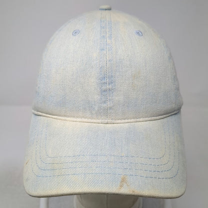 Mighty Fine Baseball Cap Blue One Size Cotton Leather Strap Brass Slideback Hat