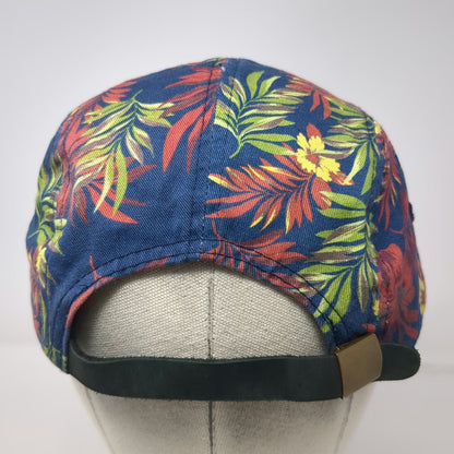 Empyre 5 Panel Hat Blue One Size Tropical Palm Floral Print Slideback Flat Brim